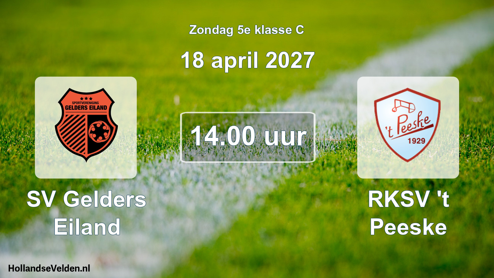 Geplande wedstrijd: SV Gelders Eiland - RKSV 't Peeske (18 april 2027)