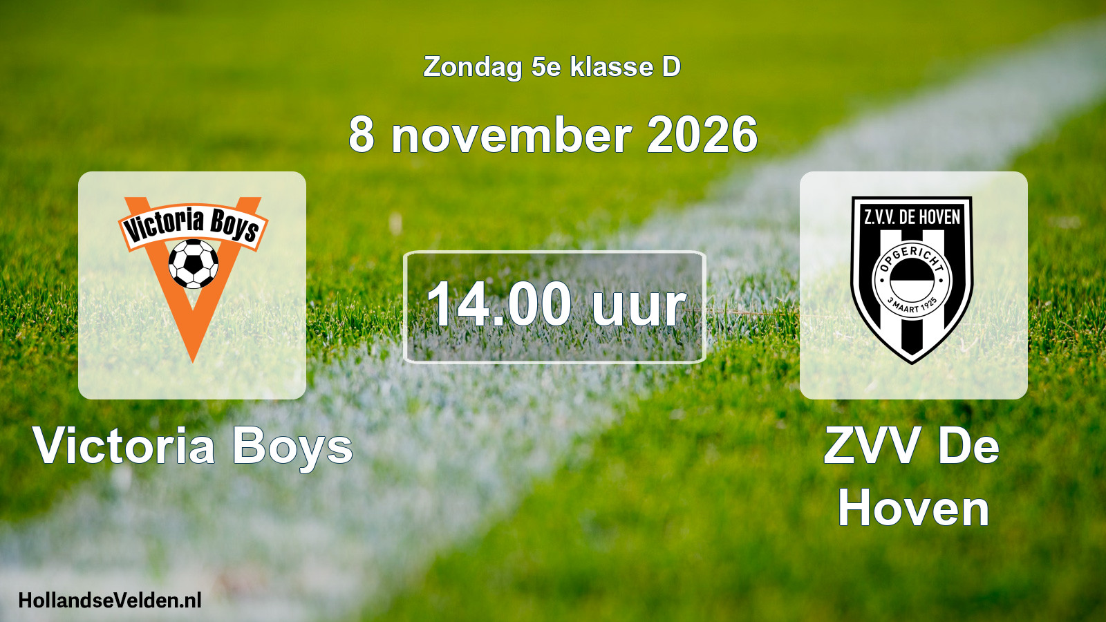 Geplande wedstrijd: Victoria Boys - ZVV De Hoven (8 november 2026)