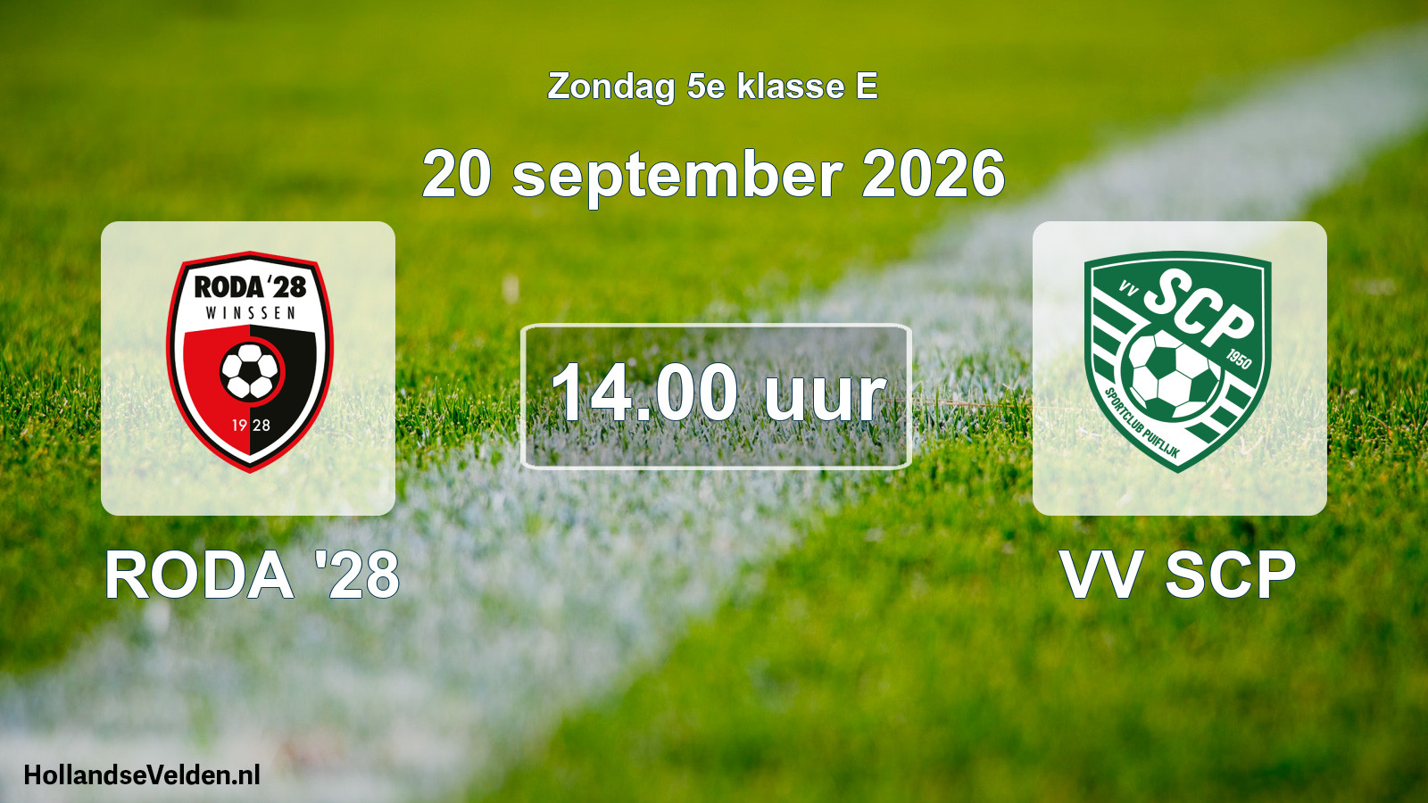 Scheduled Match: RODA '28 - VV SCP (20 September 2026)