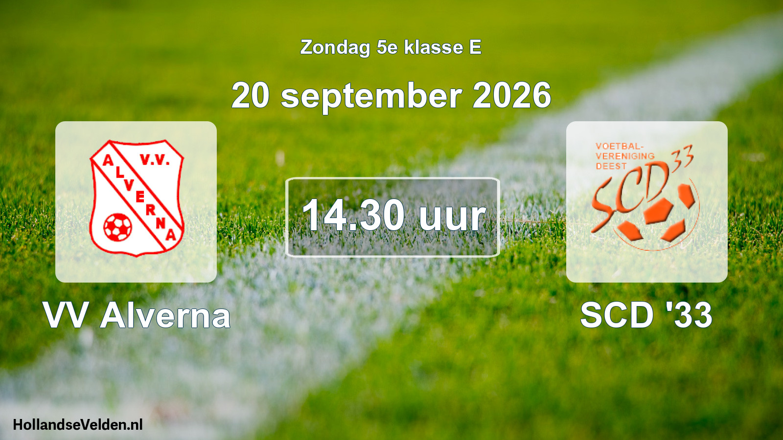 Geplande wedstrijd: VV Alverna - SCD '33 (20 september 2026)