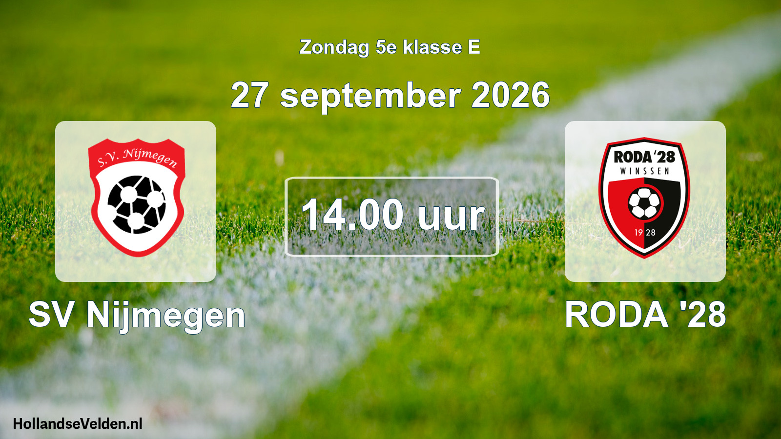 Geplande wedstrijd: SV Nijmegen - RODA '28 (27 september 2026)