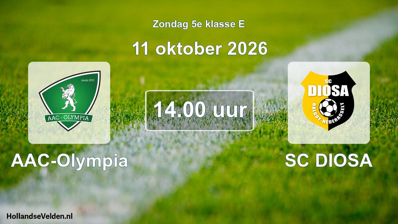 Geplande wedstrijd: AAC-Olympia - SC DIOSA (11 oktober 2026)