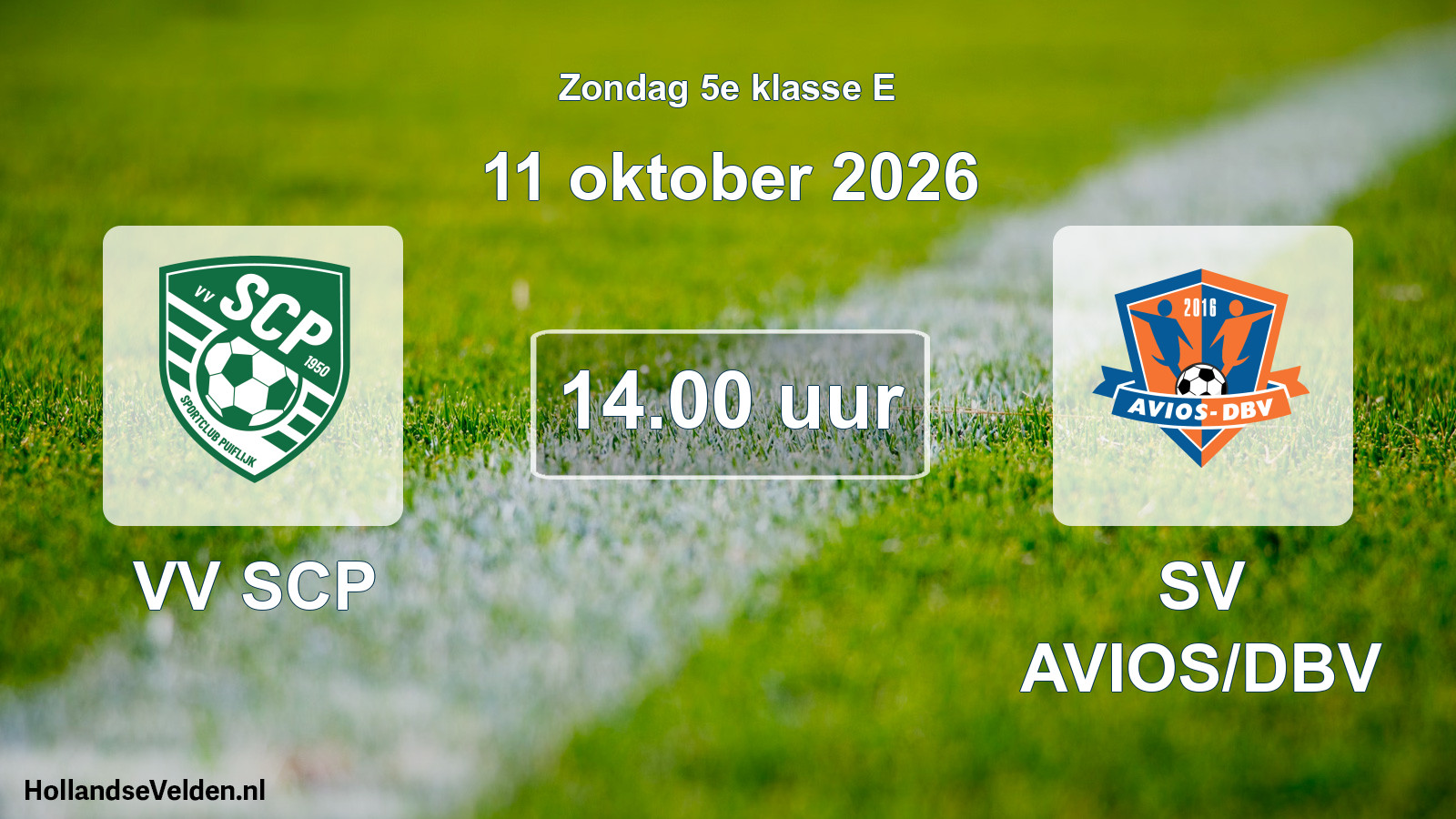 Geplande wedstrijd: VV SCP - SV AVIOS/DBV (11 oktober 2026)