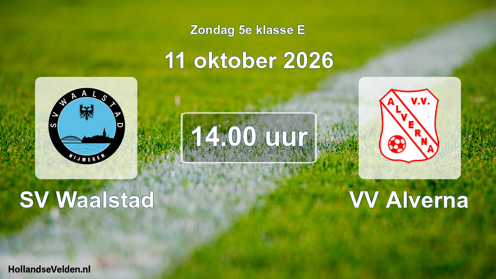 Geplande wedstrijd: SV Waalstad - VV Alverna (11 oktober 2026)