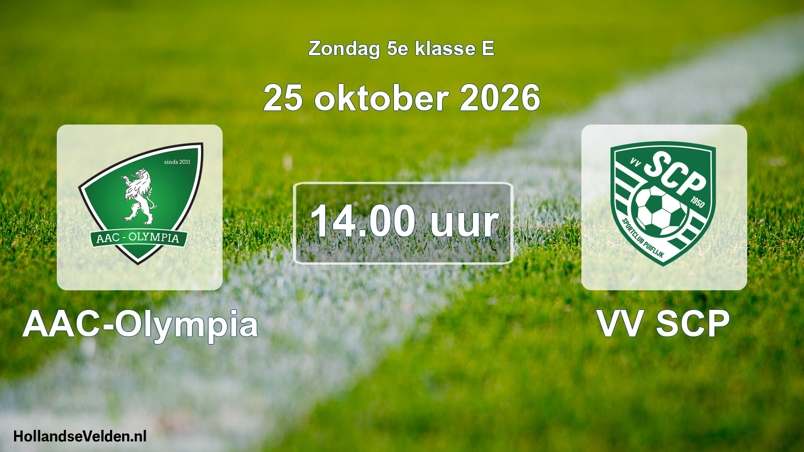 Geplande wedstrijd: AAC-Olympia - VV SCP (25 oktober 2026)