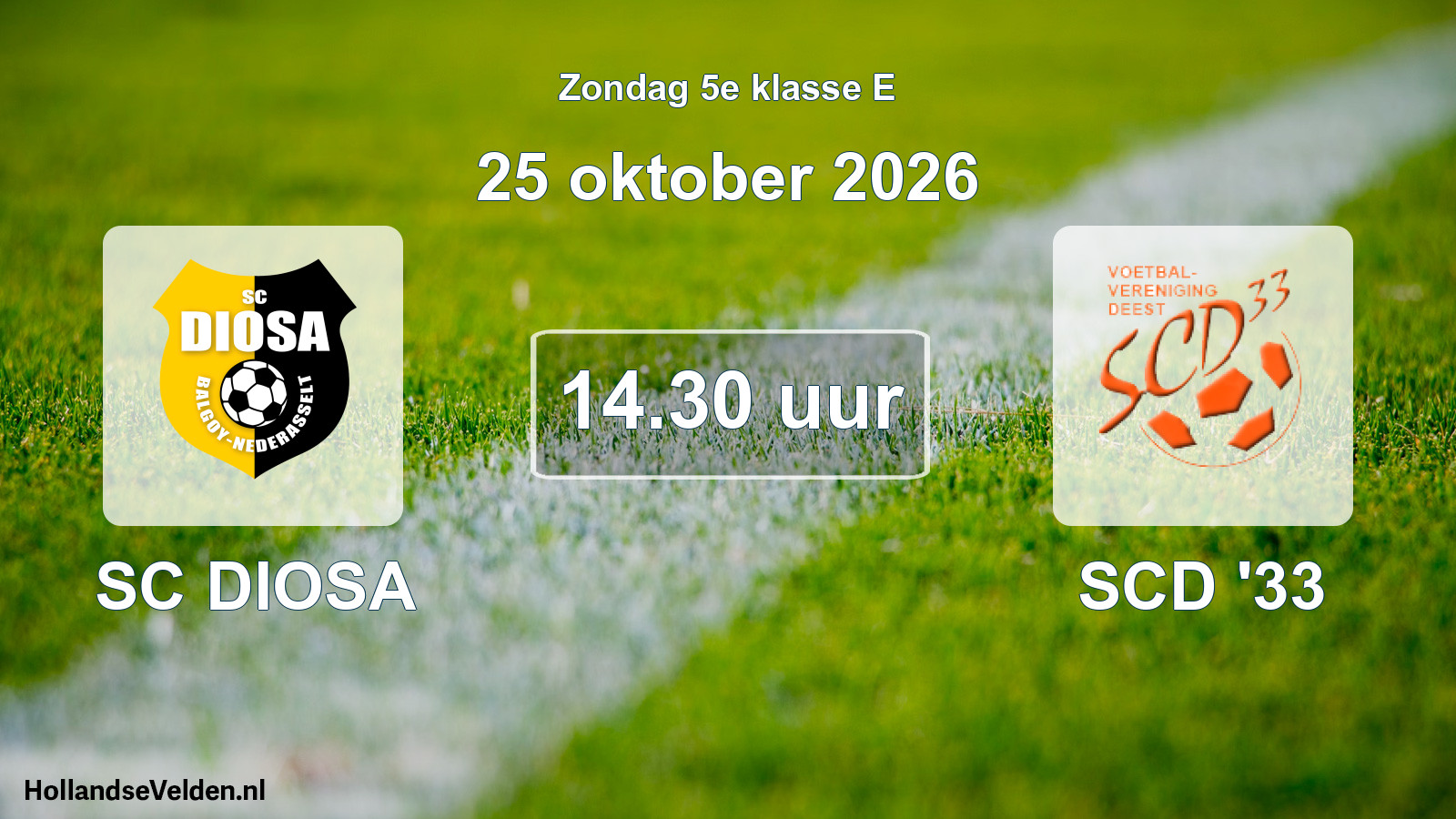Geplande wedstrijd: SC DIOSA - SCD '33 (25 oktober 2026)