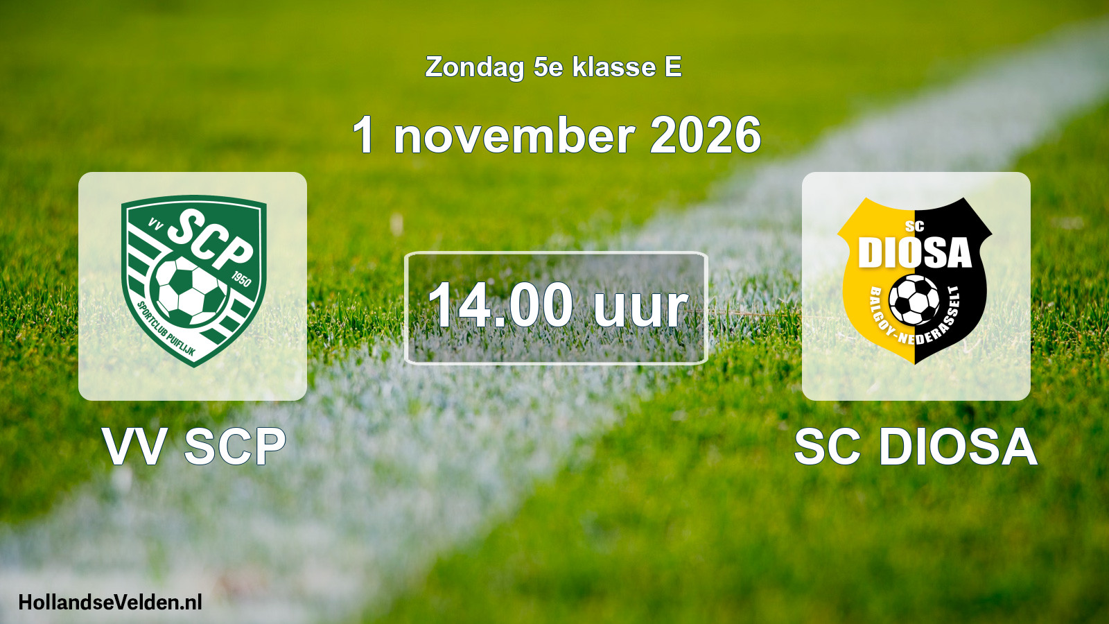 Geplande wedstrijd: VV SCP - SC DIOSA (1 november 2026)