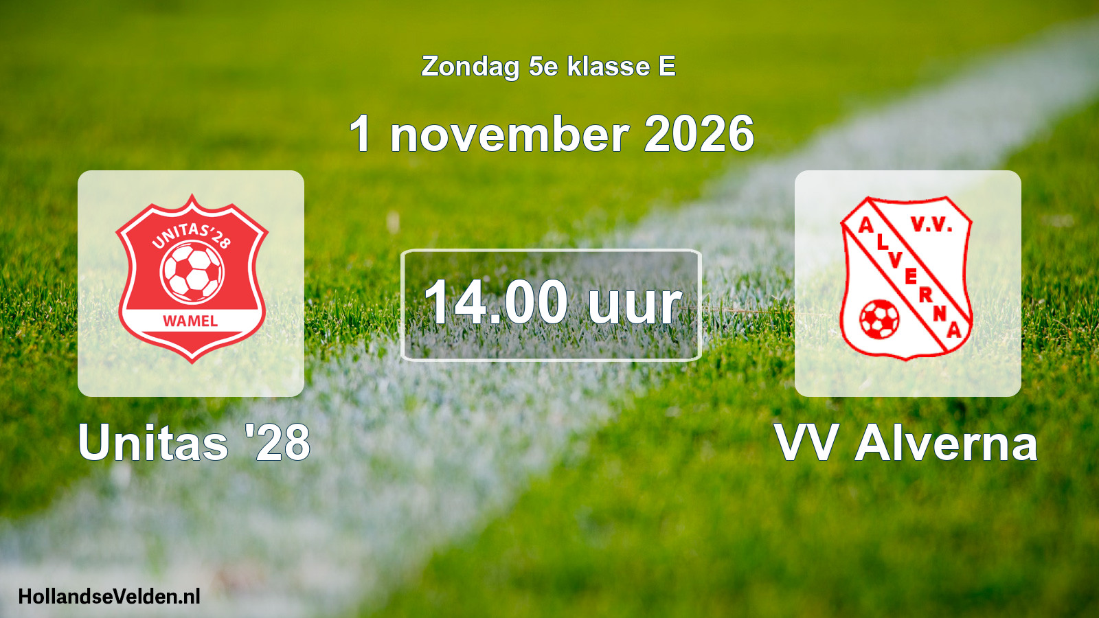 Geplande wedstrijd: Unitas '28 - VV Alverna (1 november 2026)