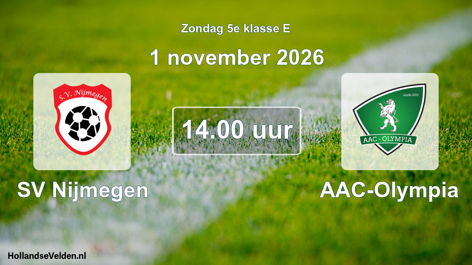 Geplande wedstrijd: SV Nijmegen - AAC-Olympia (1 november 2026)