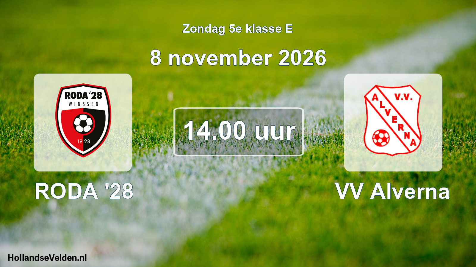 Geplande wedstrijd: RODA '28 - VV Alverna (8 november 2026)