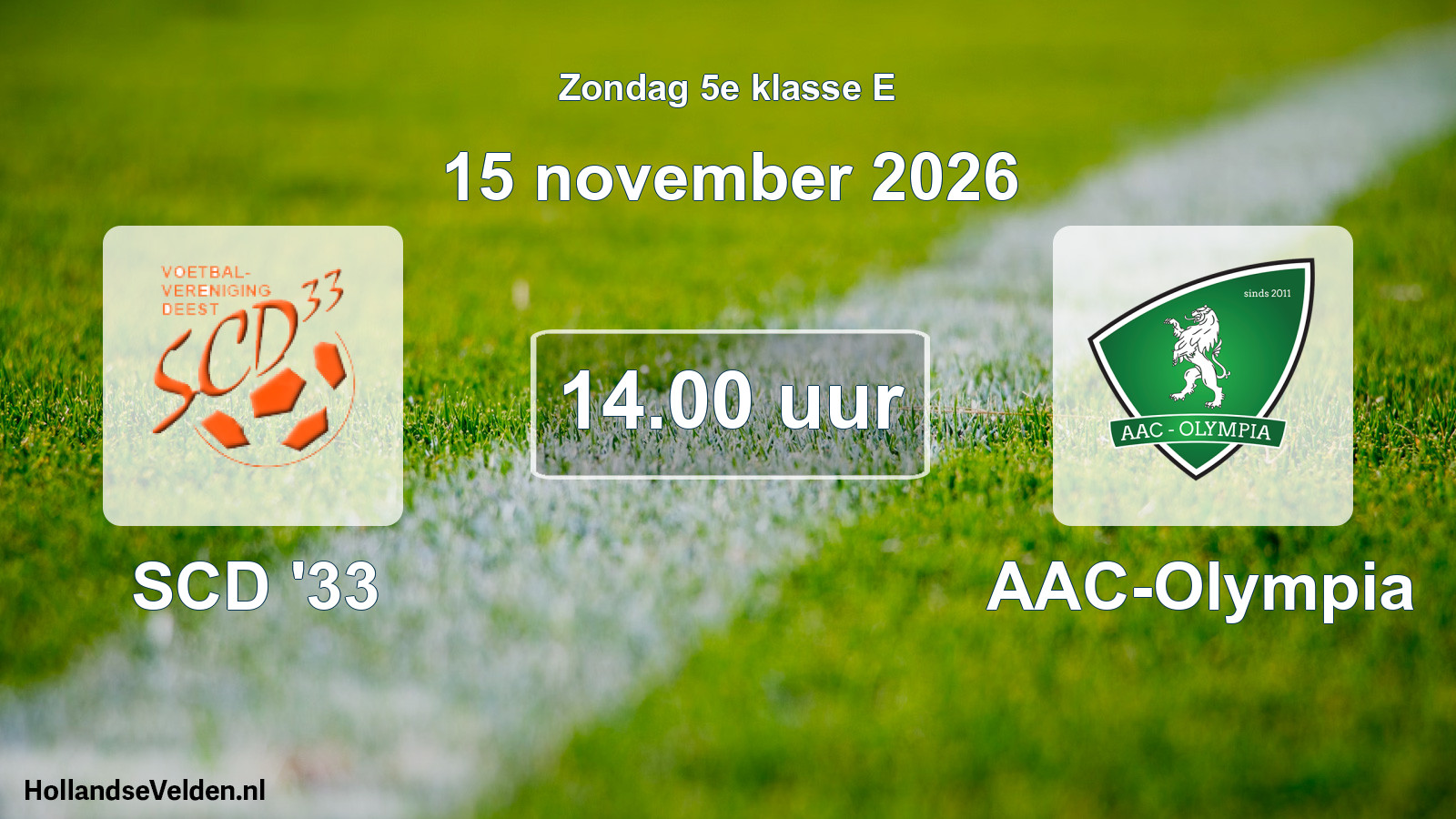 Geplande wedstrijd: SCD '33 - AAC-Olympia (15 november 2026)