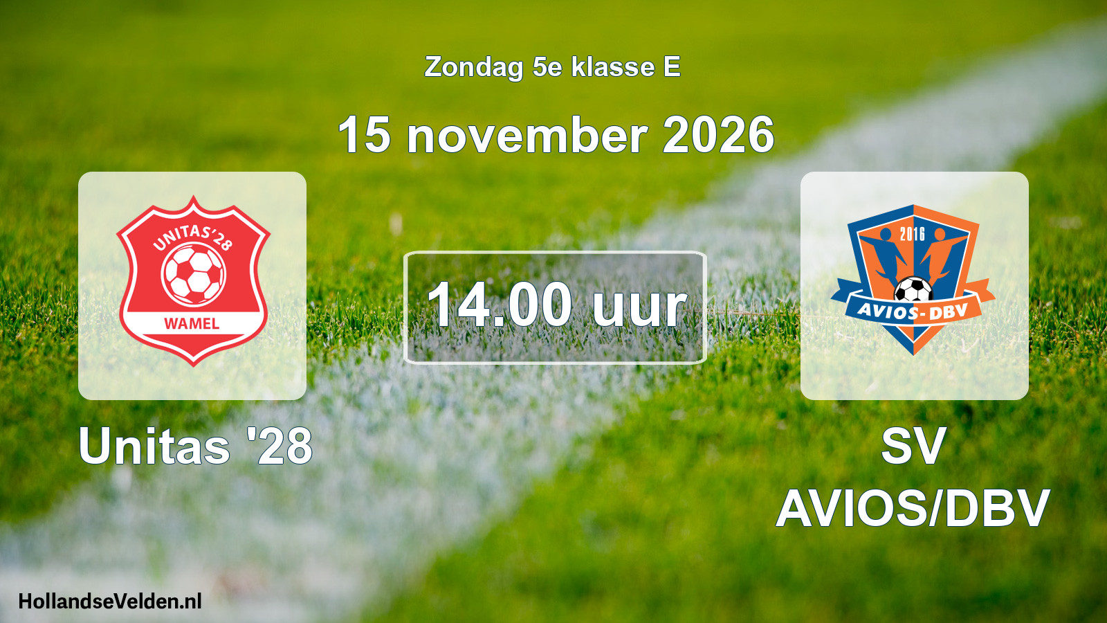 Geplande wedstrijd: Unitas '28 - SV AVIOS/DBV (15 november 2026)