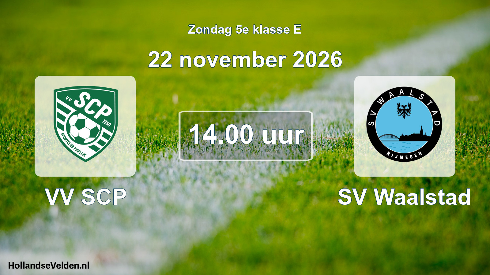 Geplande wedstrijd: VV SCP - SV Waalstad (22 november 2026)