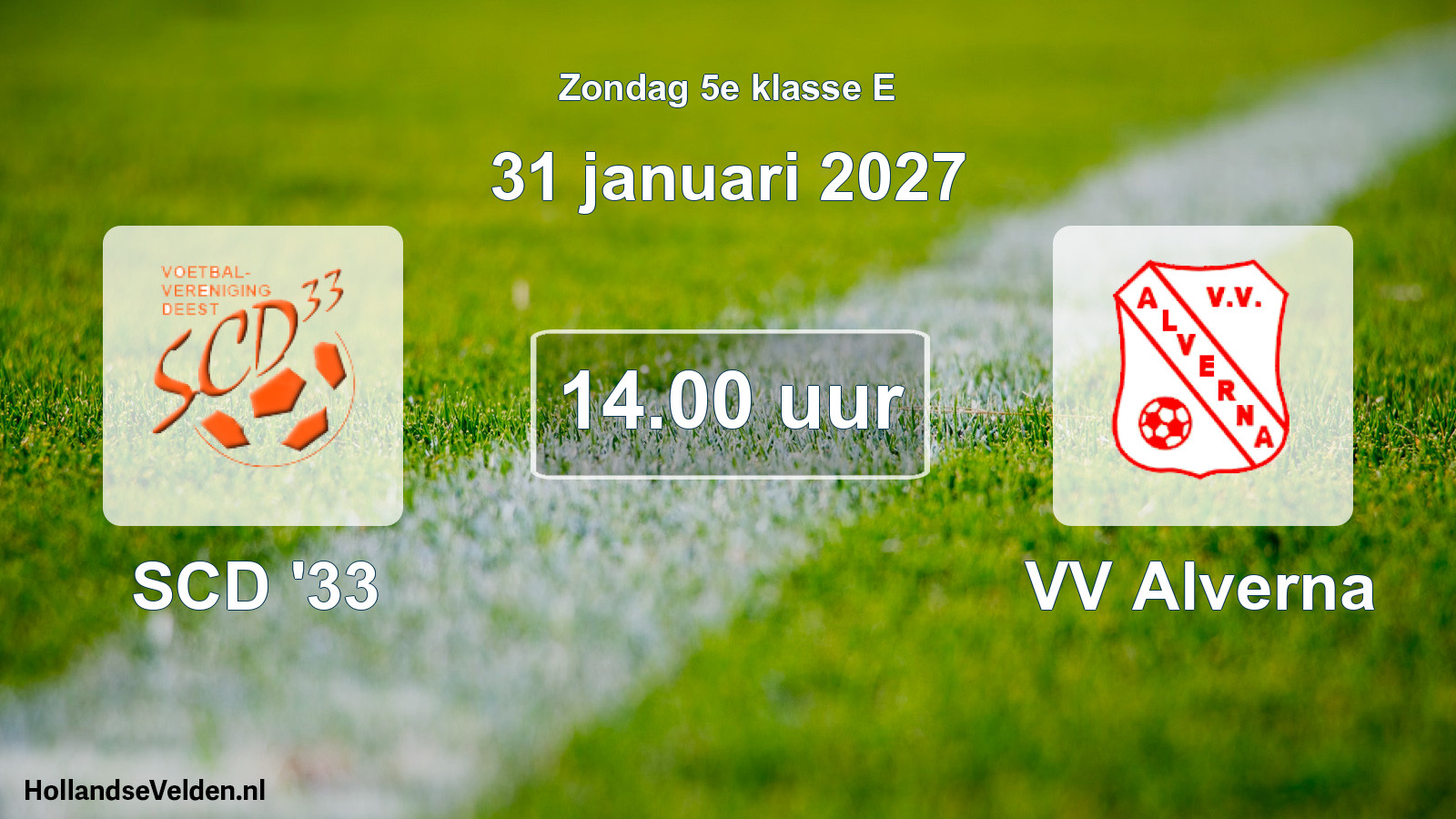 Geplande wedstrijd: SCD '33 - VV Alverna (31 januari 2027)
