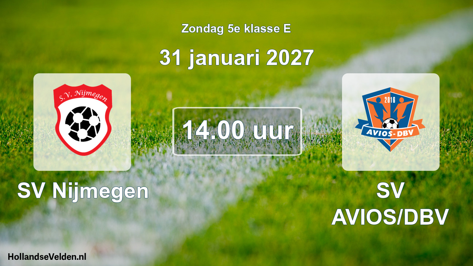 Geplande wedstrijd: SV Nijmegen - SV AVIOS/DBV (31 januari 2027)