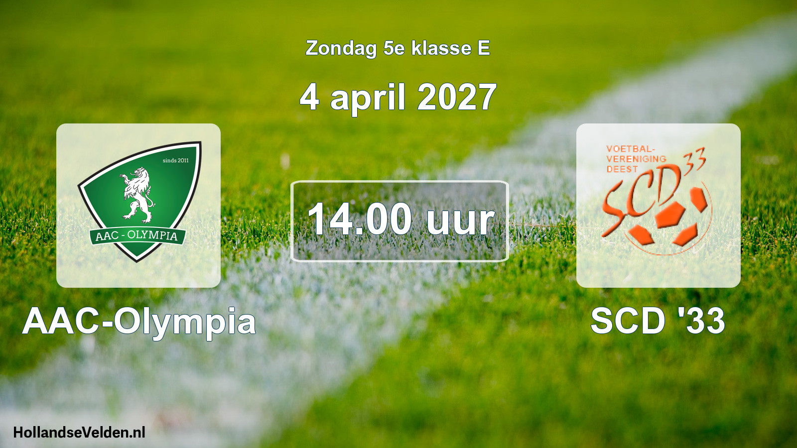 Geplande wedstrijd: AAC-Olympia - SCD '33 (4 april 2027)