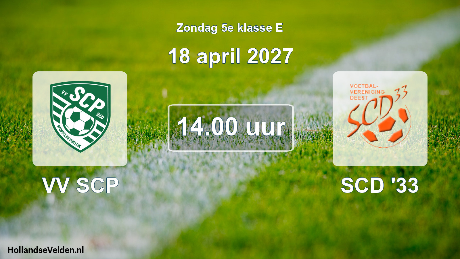 Geplande wedstrijd: VV SCP - SCD '33 (18 april 2027)