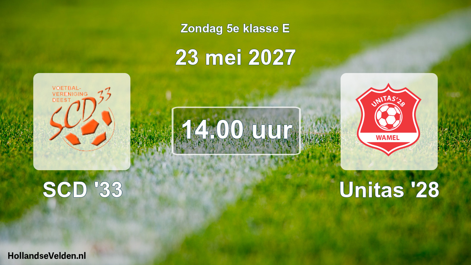 Geplande wedstrijd: SCD '33 - Unitas '28 (23 mei 2027)