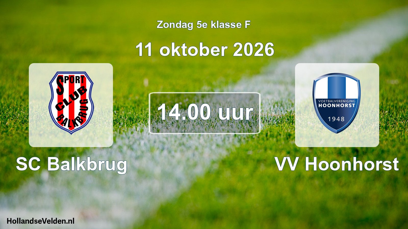 Geplande wedstrijd: SC Balkbrug - VV Hoonhorst (11 oktober 2026)