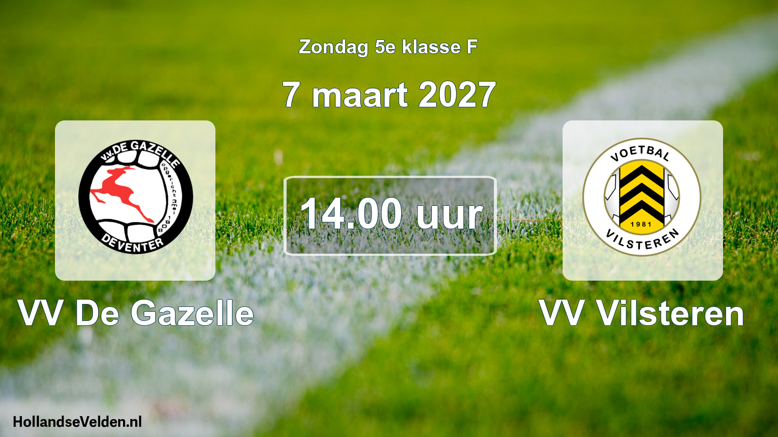 Geplande wedstrijd: VV De Gazelle - VV Vilsteren (7 maart 2027)