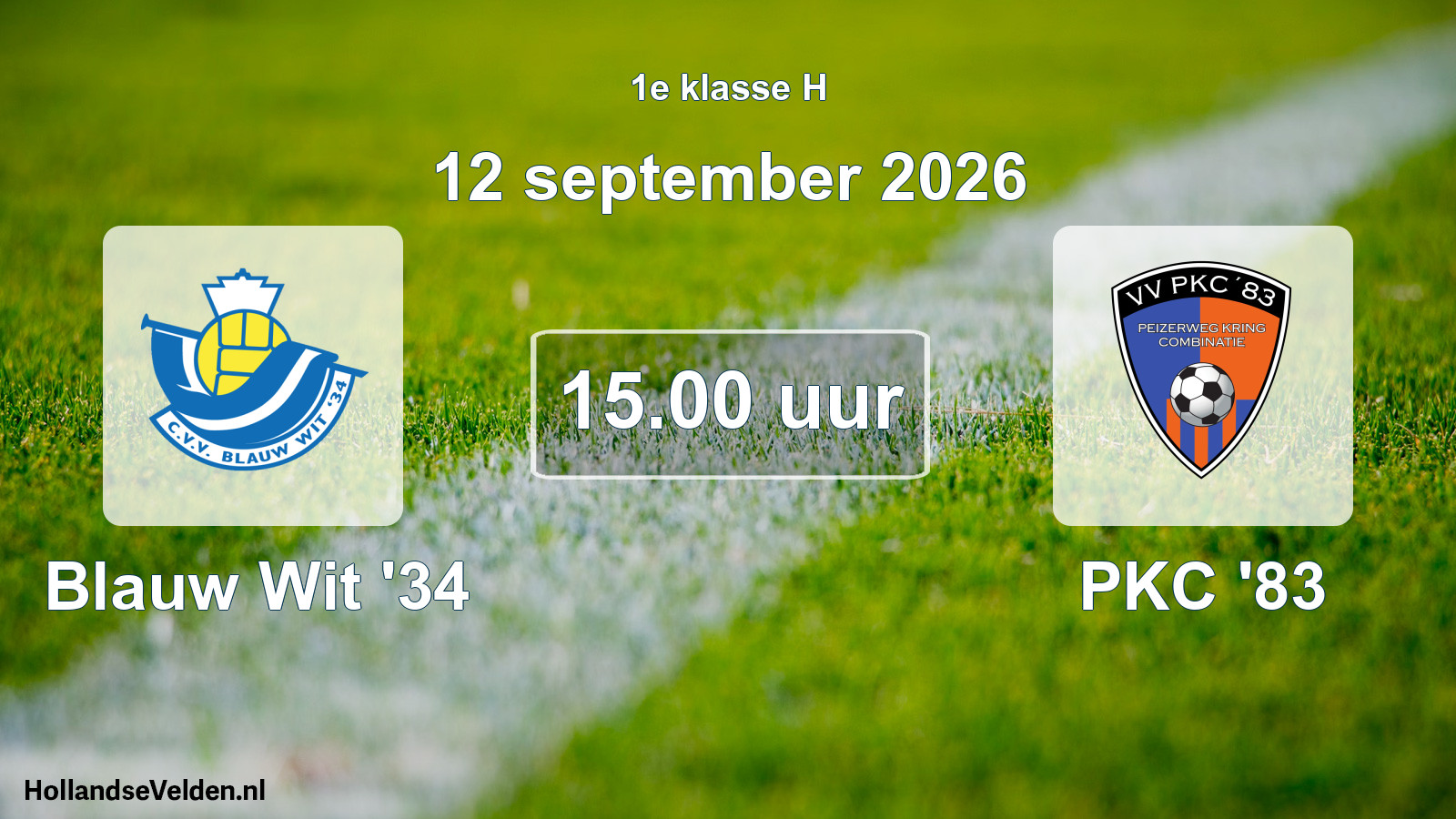 Scheduled Match: Blauw Wit '34 - PKC '83 (12 September 2026)