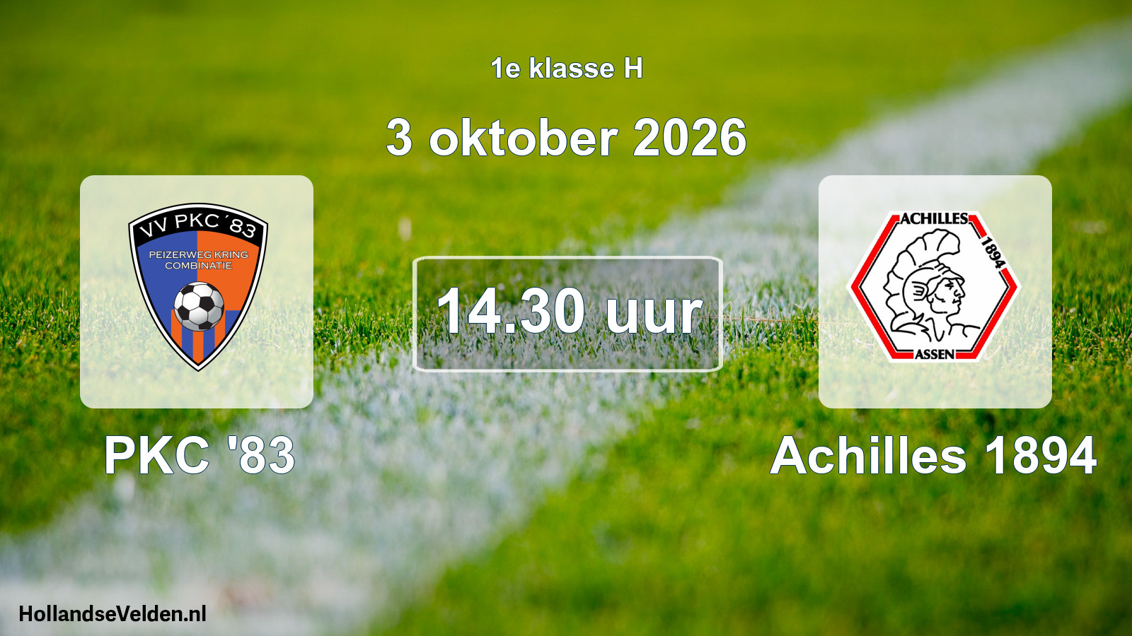 Geplande wedstrijd: PKC '83 - Achilles 1894 (3 oktober 2026)