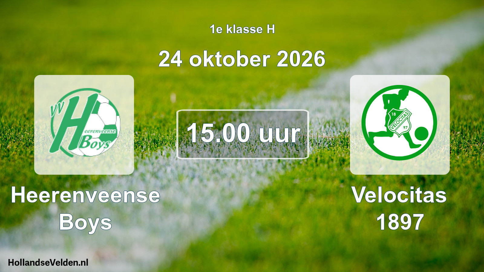 Geplande wedstrijd: Heerenveense Boys - Velocitas 1897 (24 oktober 2026)