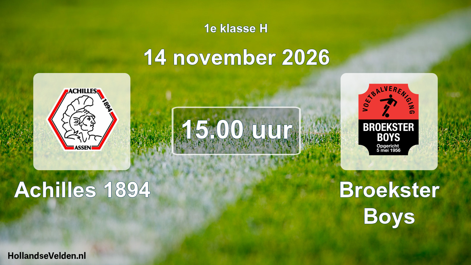 Geplande wedstrijd: Achilles 1894 - Broekster Boys (14 november 2026)