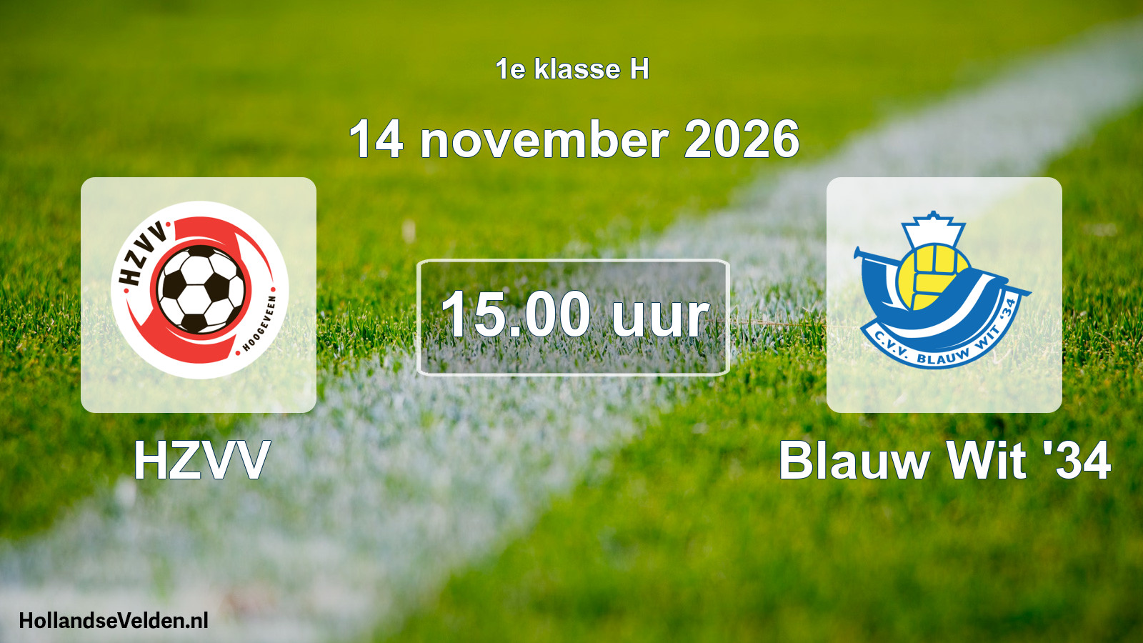 Scheduled Match: HZVV - Blauw Wit '34 (14 November 2026)