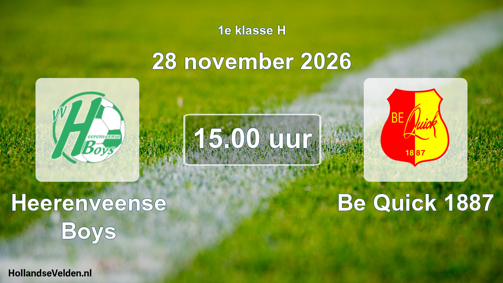 Scheduled Match: Heerenveense Boys - Be Quick 1887 (28 November 2026)