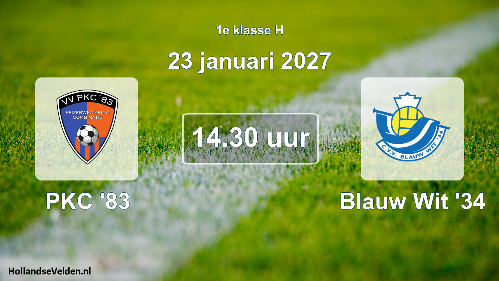 Geplande wedstrijd: PKC '83 - Blauw Wit '34 (23 januari 2027)
