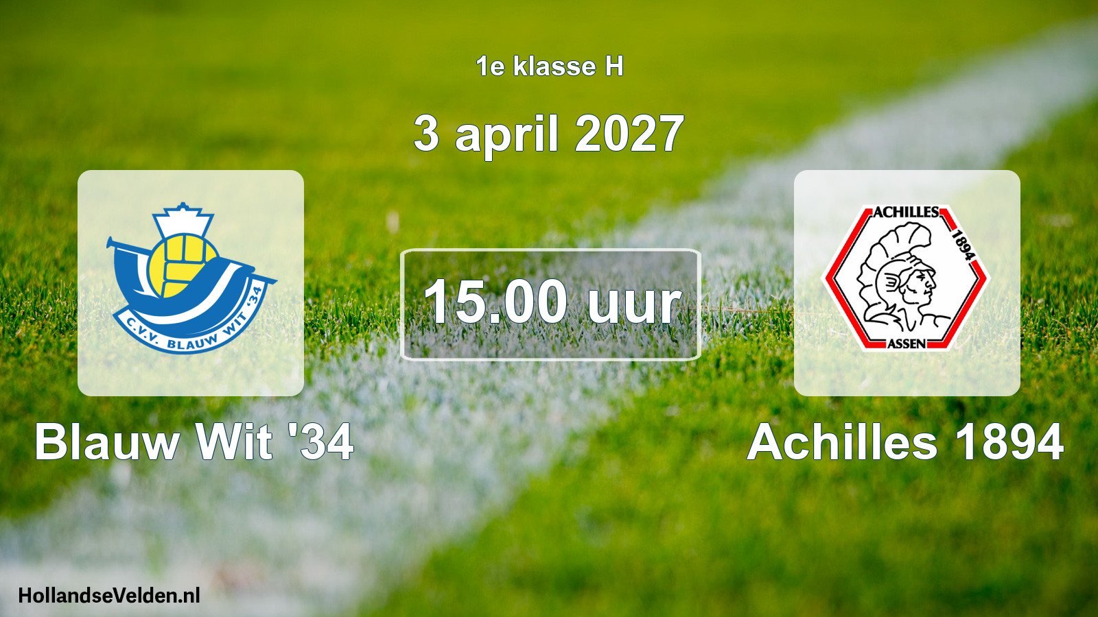 Geplande wedstrijd: Blauw Wit '34 - Achilles 1894 (3 april 2027)
