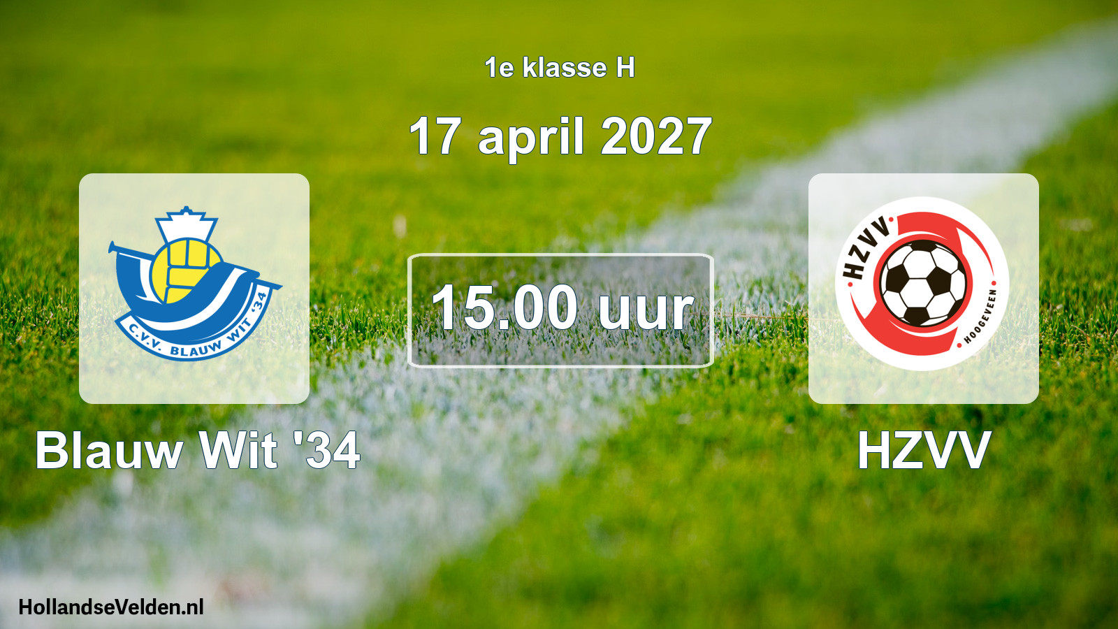 Geplande wedstrijd: Blauw Wit '34 - HZVV (17 april 2027)