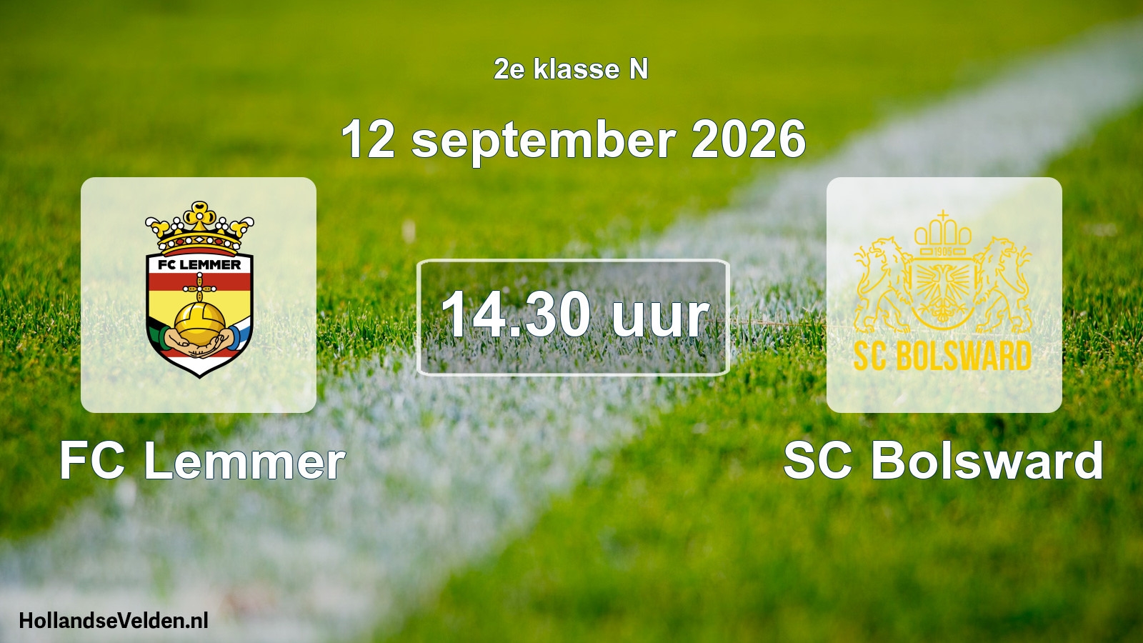 Geplande wedstrijd: FC Lemmer - SC Bolsward (12 september 2026)