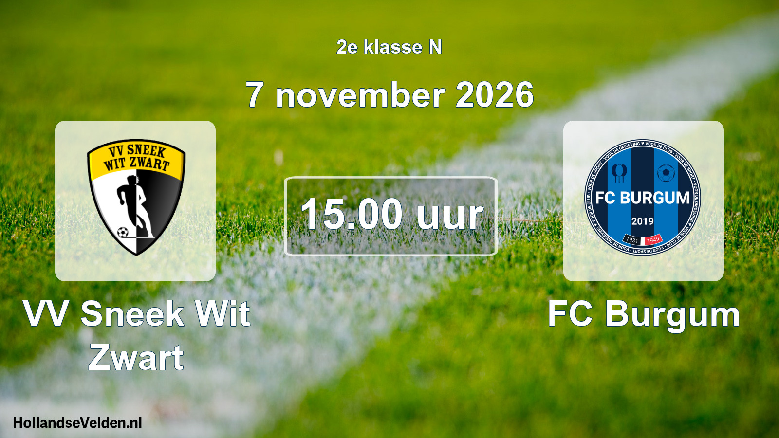 Geplande wedstrijd: VV Sneek Wit Zwart - FC Burgum (7 november 2026)