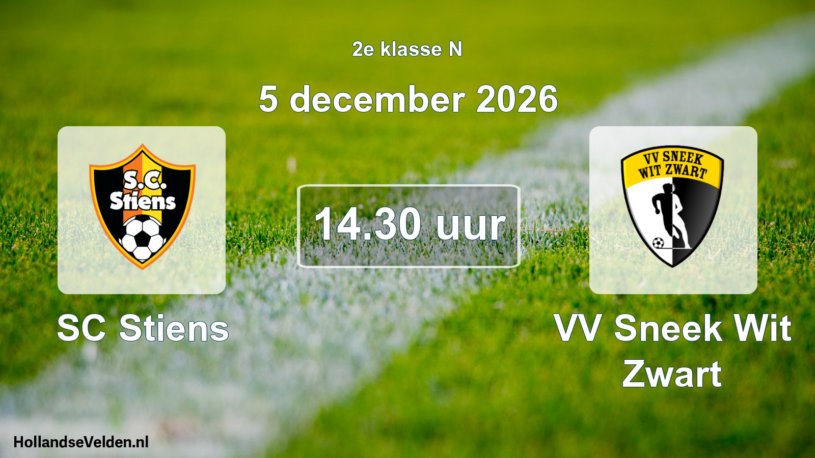 Geplande wedstrijd: SC Stiens - VV Sneek Wit Zwart (5 december 2026)
