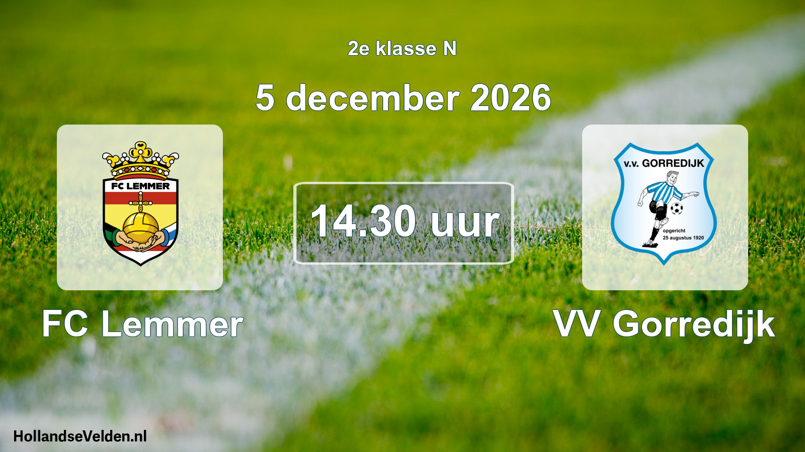 Geplande wedstrijd: FC Lemmer - VV Gorredijk (5 december 2026)