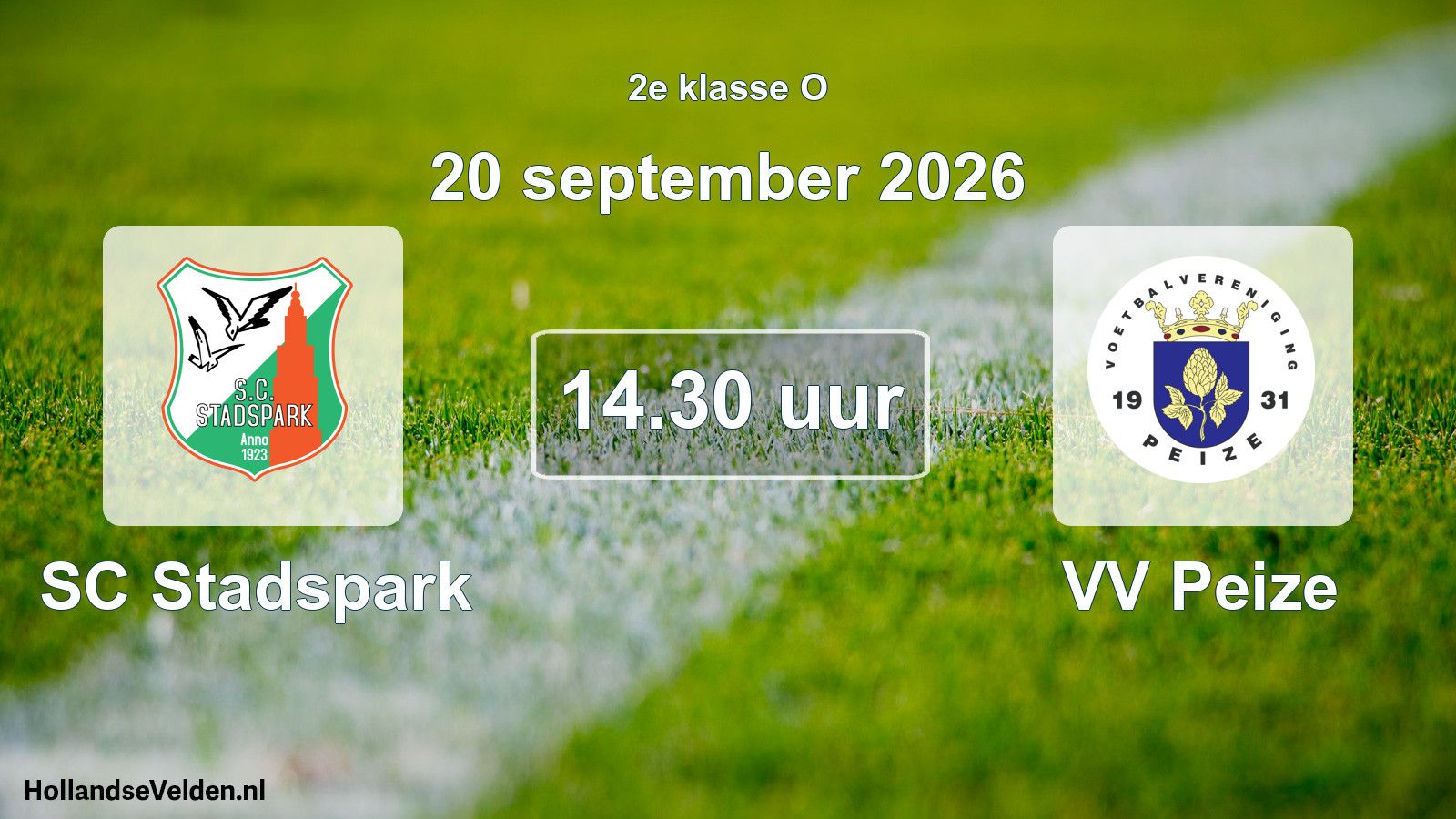 Geplande wedstrijd: SC Stadspark - VV Peize (20 september 2026)