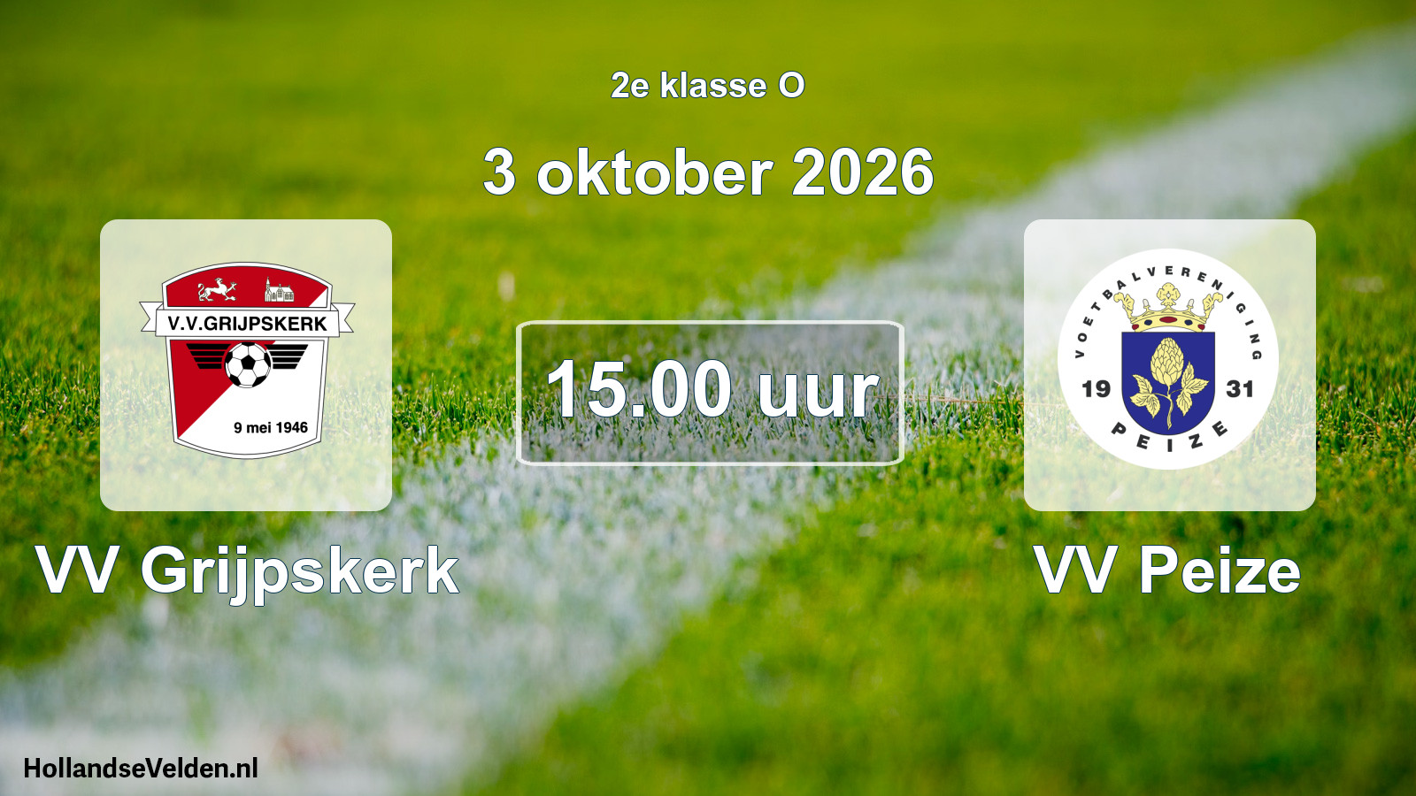 Geplande wedstrijd: VV Grijpskerk - VV Peize (3 oktober 2026)