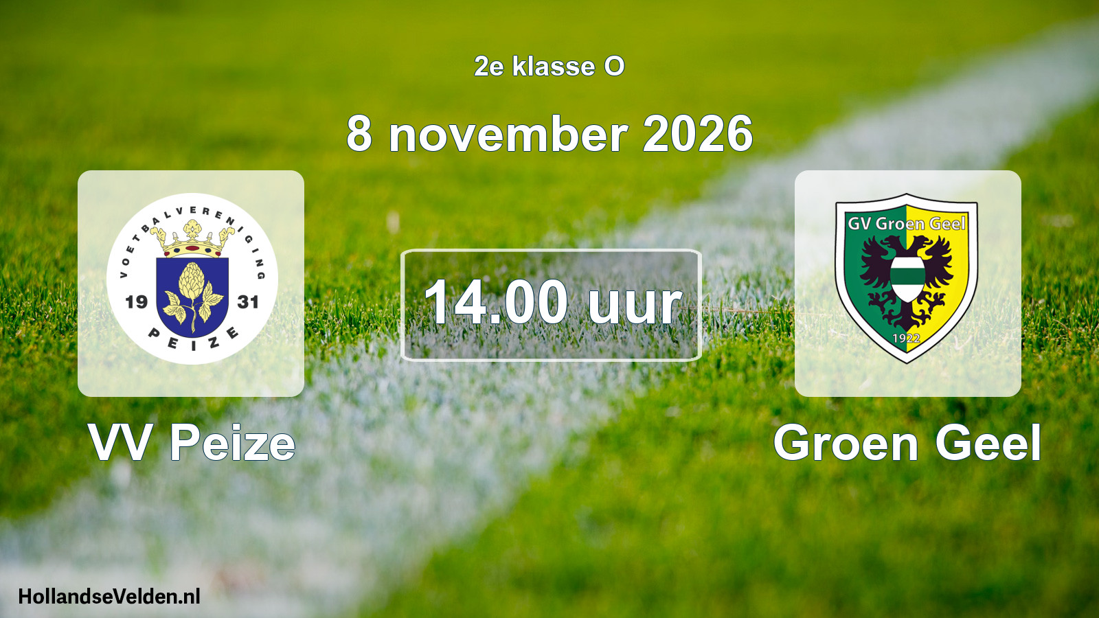 Geplande wedstrijd: VV Peize - Groen Geel (8 november 2026)