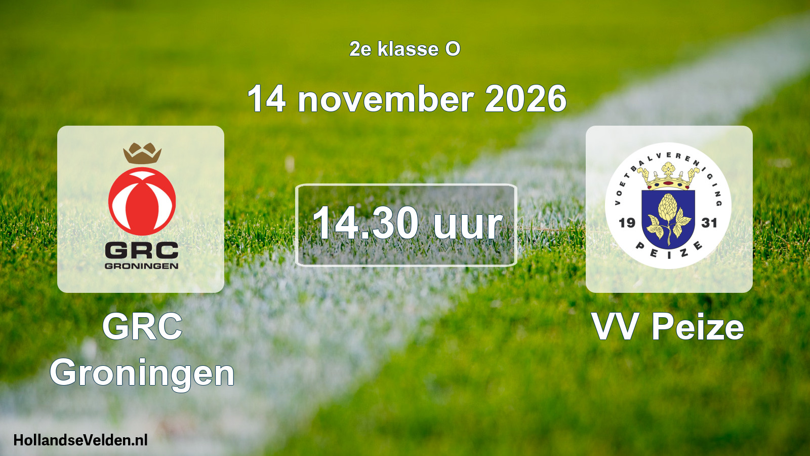 Geplande wedstrijd: GRC Groningen - VV Peize (14 november 2026)