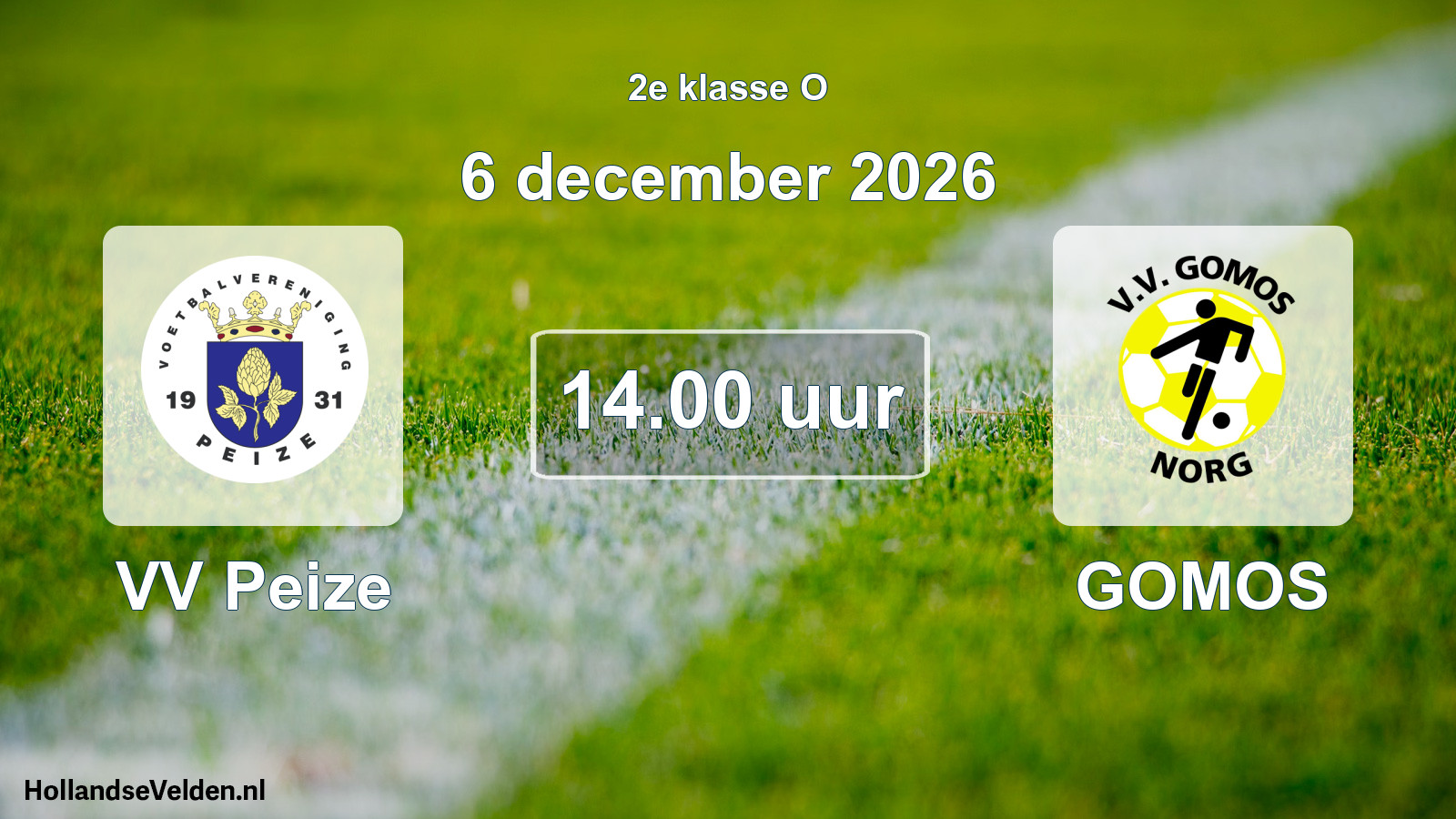 Geplande wedstrijd: VV Peize - GOMOS (6 december 2026)