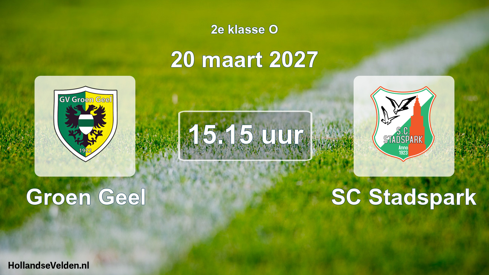 Scheduled Match: Groen Geel - SC Stadspark (20 March 2027)