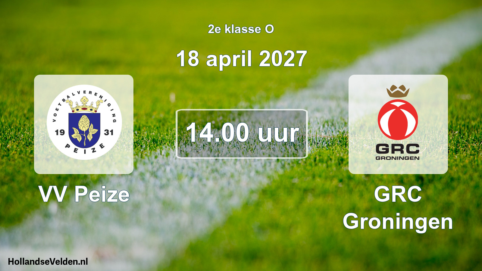 Geplande wedstrijd: VV Peize - GRC Groningen (18 april 2027)