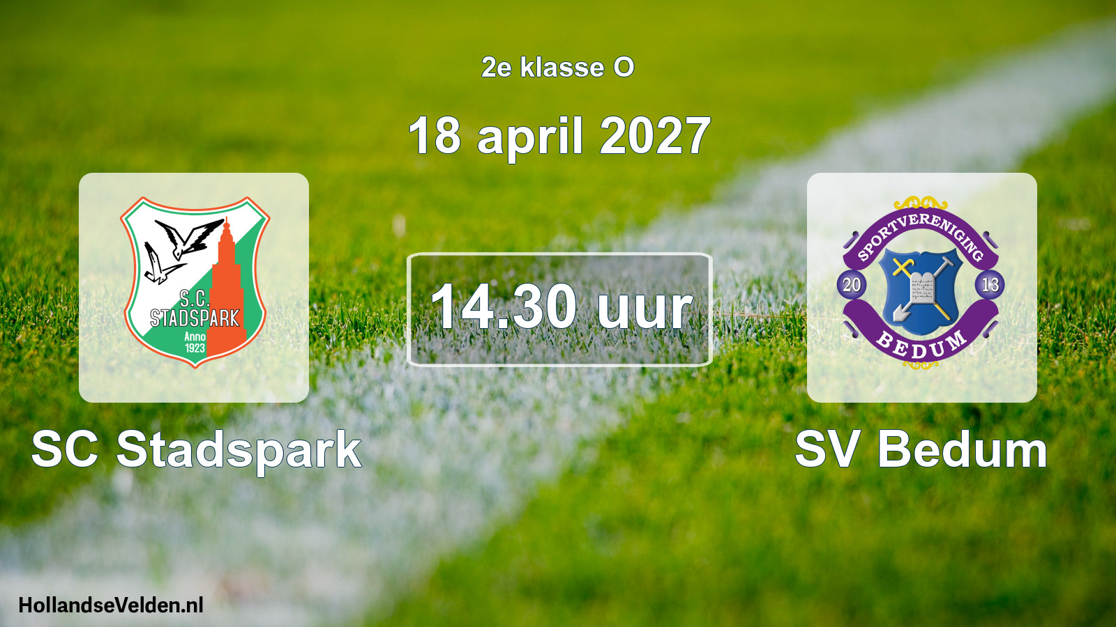 Geplande wedstrijd: SC Stadspark - SV Bedum (18 april 2027)