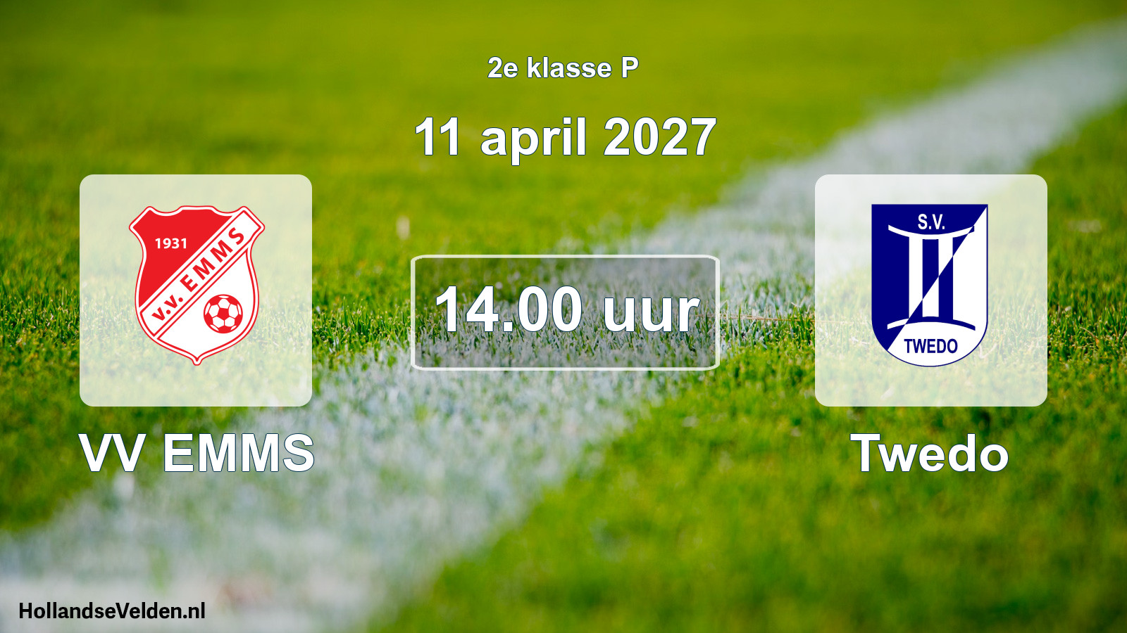 Geplande wedstrijd: VV EMMS - Twedo (11 april 2027)