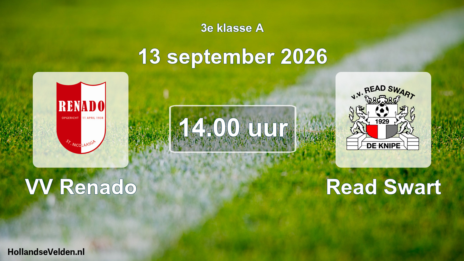 Geplande wedstrijd: VV Renado - Read Swart (13 september 2026)