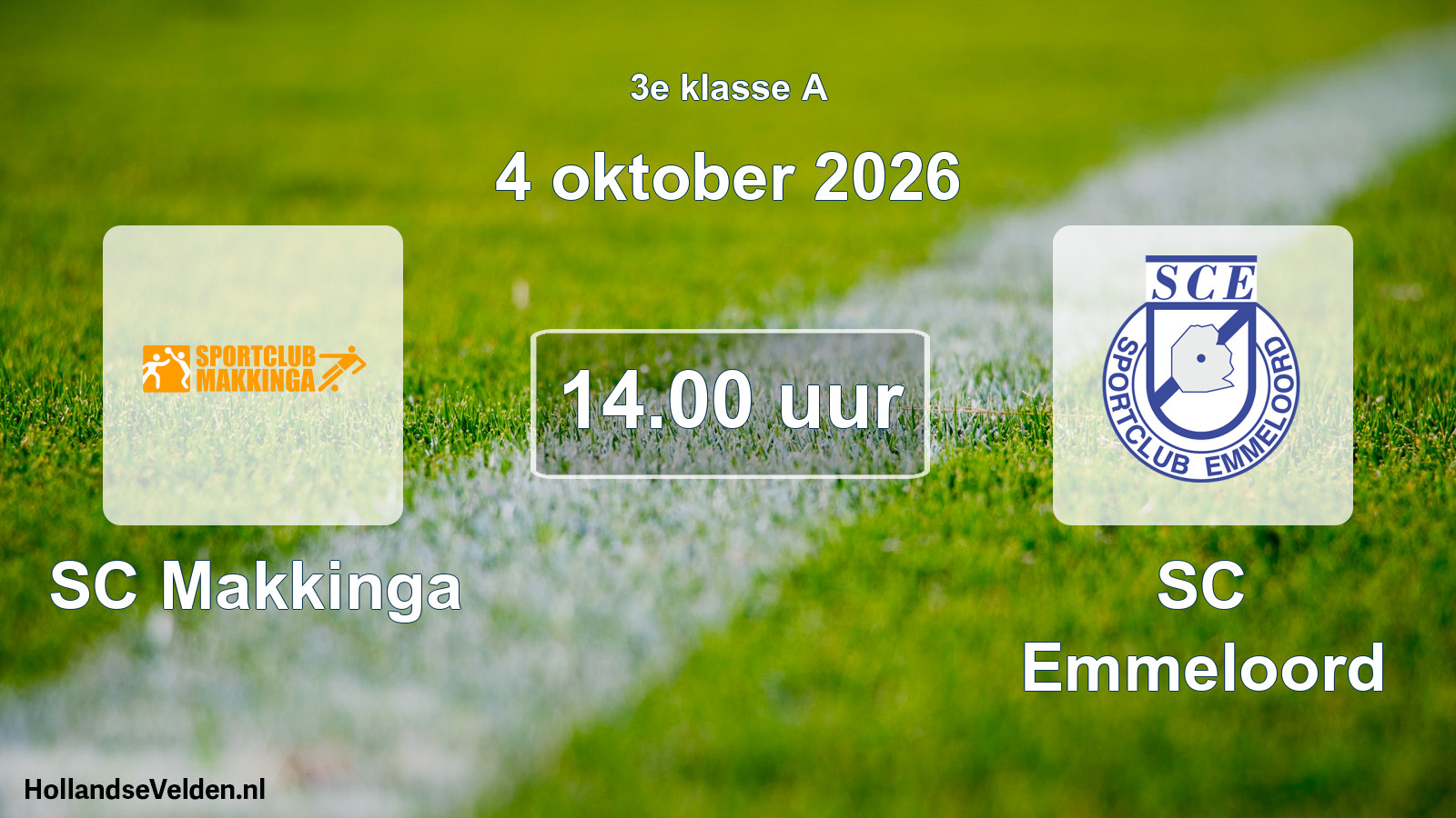 Geplande wedstrijd: SC Makkinga - SC Emmeloord (4 oktober 2026)