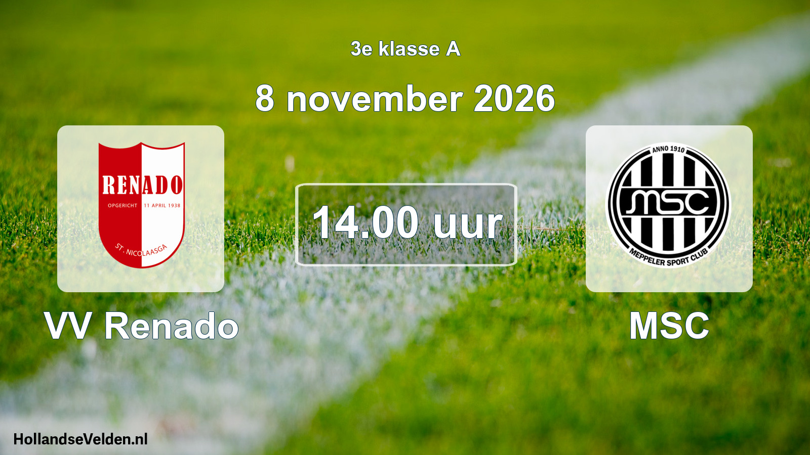 Geplande wedstrijd: VV Renado - MSC (8 november 2026)