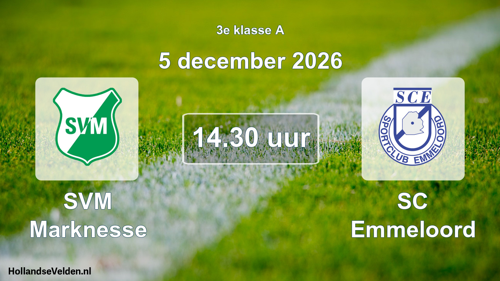Geplande wedstrijd: SVM Marknesse - SC Emmeloord (5 december 2026)
